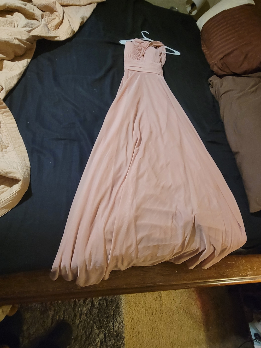 Azazie Strapless Dusty Rose Asymmetrical Gown